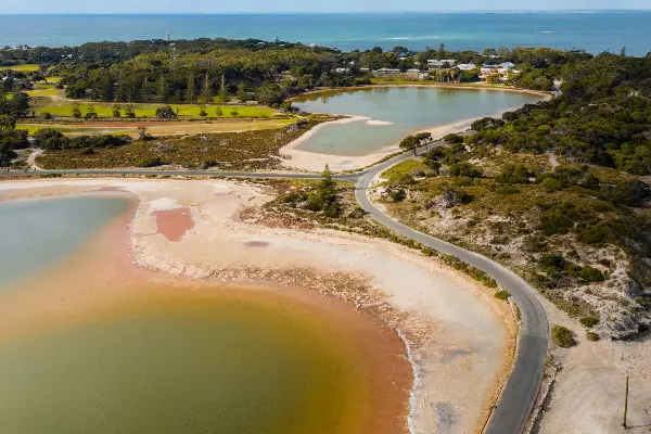 Salt lakes on the island