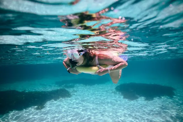 Snorkeling with an inflatable.