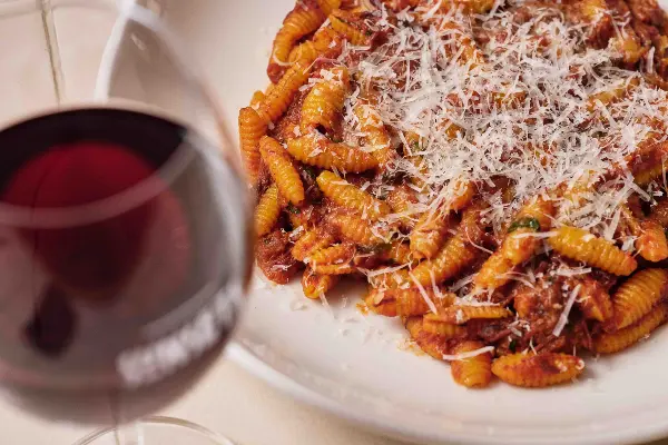 Hearty pasta dishes and red wine