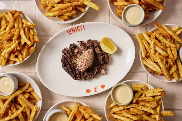 Enjoy a juicy steak and fries