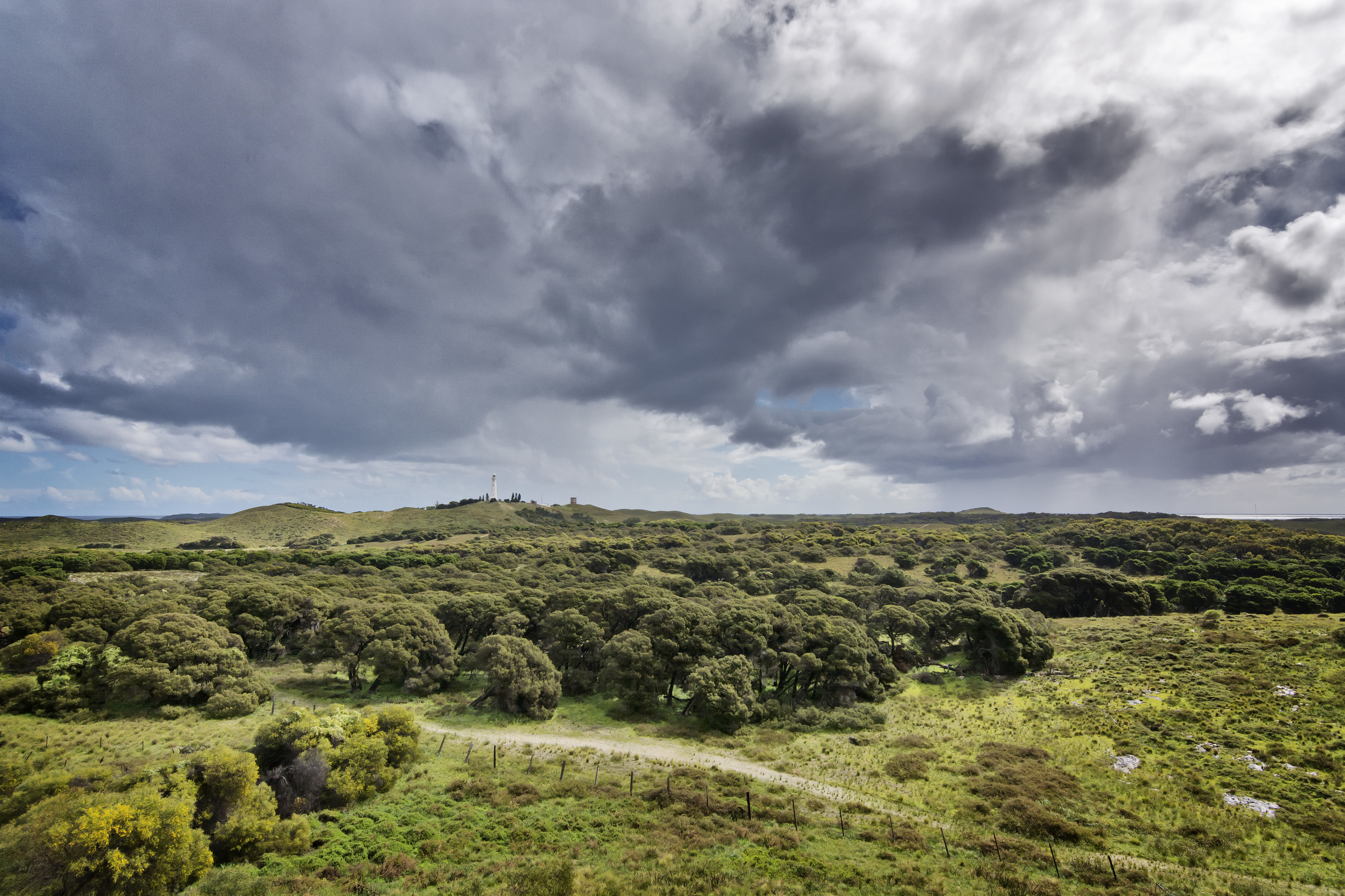 Stormy clouds over the island landscape