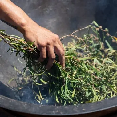 Smoke ceremony by Dooga Waalitj Healing Cultural Experiences.